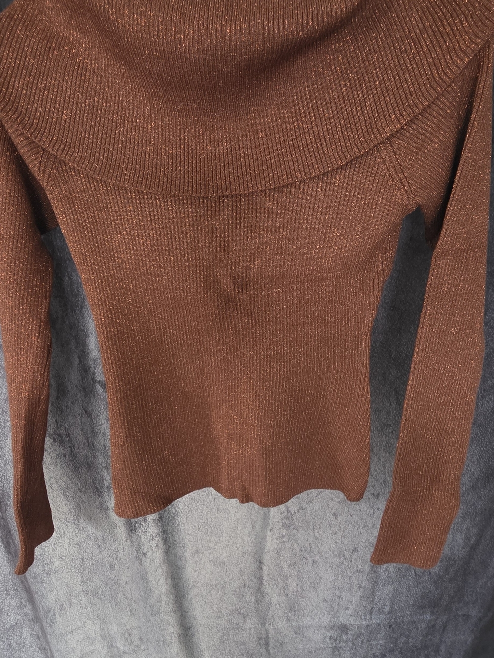 Rust Ribbed Off-Shoulder Sweater - Women